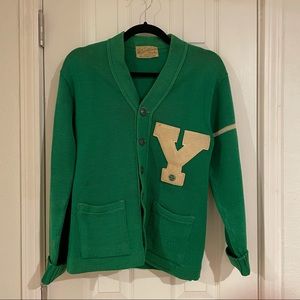 Vintage 70s College Letterman Knit Wool Cardigan